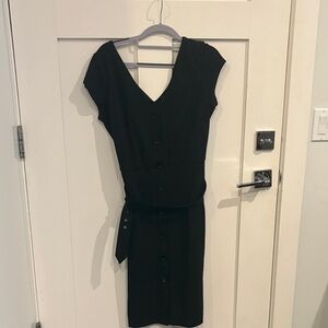 Express Black Button-Down Midi Dress